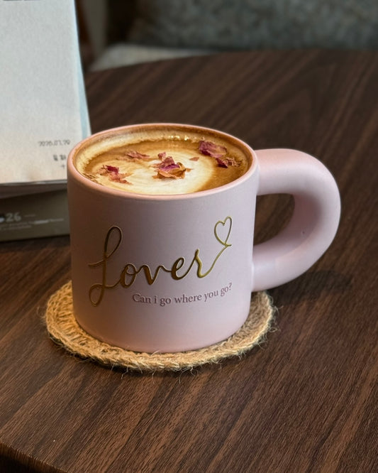 Pink Heart Ceramic Coffee Mug | 12oz Vintage Aesthetic Cup