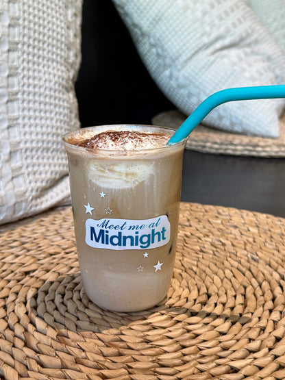 Retro Starry Glass Cup | 16oz Celestial Night Tumbler with Blue Silicone Straw