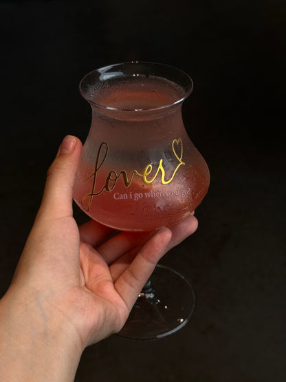 Vintage Pink Glass Goblet | 14oz Aesthetic Cocktail & Iced Drink Glass