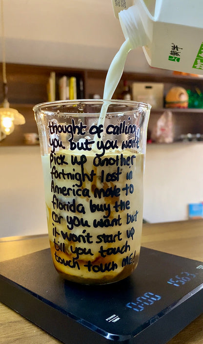 Vintage Literary Glass Cup | 16oz Black & White Aesthetic Tumbler