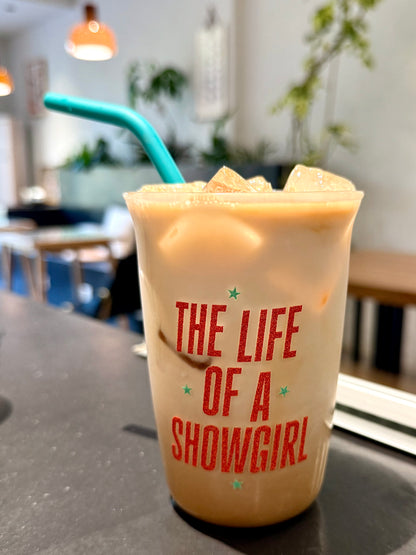 Glamorous Stage-Inspired Glass Cup – Vibrant Orange & Aqua Aesthetic｜16oz with Teal Silicone Straw Included