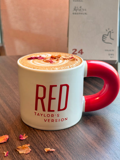 Vintage Crimson Ceramic Mug | 12oz Retro Music-Inspired Coffee Cup