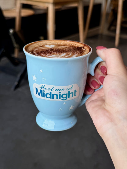 Vintage British-Inspired Ceramic Mug | 12oz Midnight Blue Starry Coffee Cup