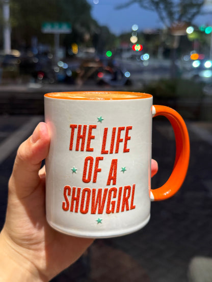 Glamorous Stage-Inspired Ceramic Coffee Mug｜12oz Bold Orange & Aqua Star Aesthetic