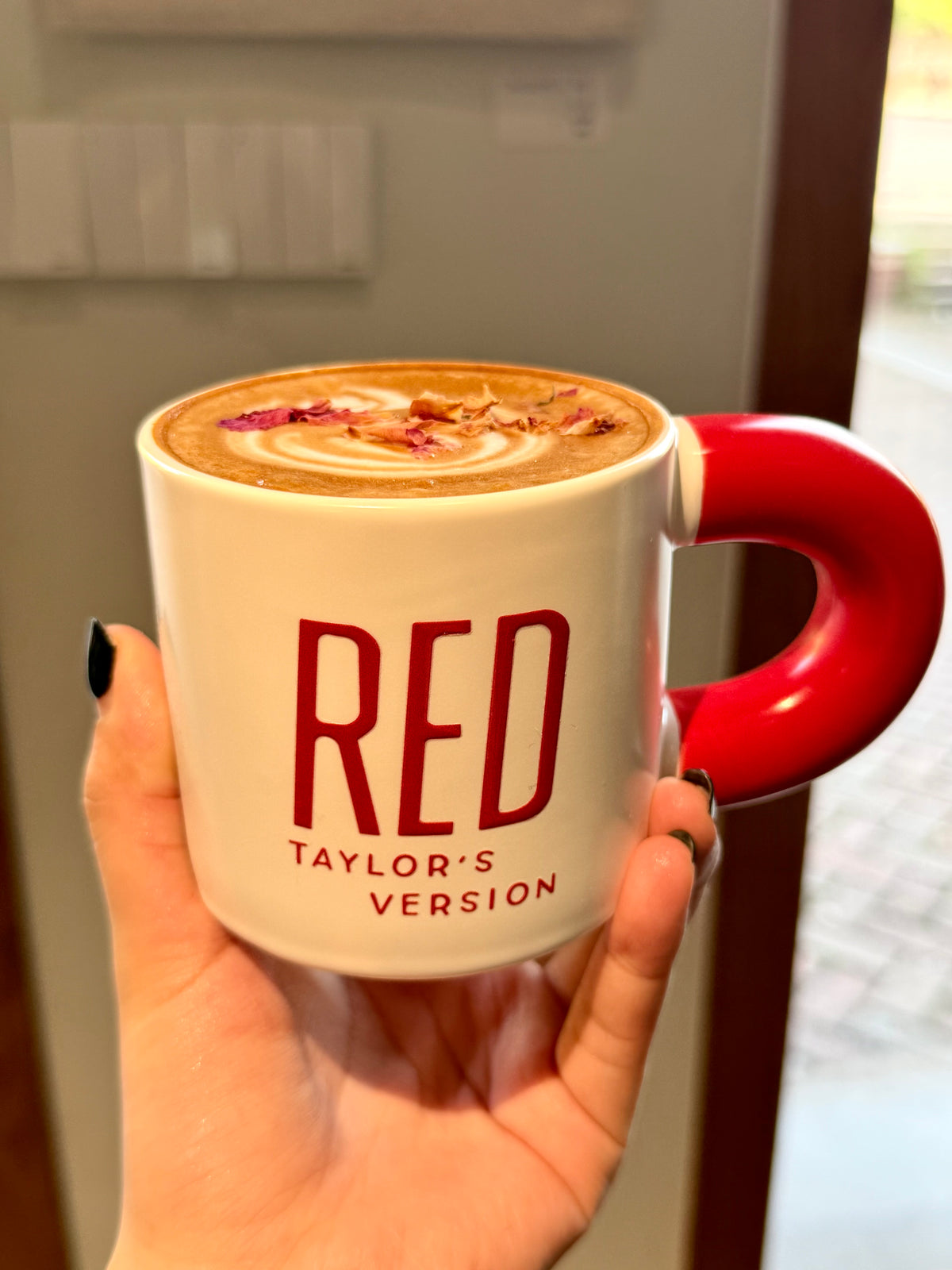 Vintage Crimson Ceramic Mug | 12oz Retro Music-Inspired Coffee Cup