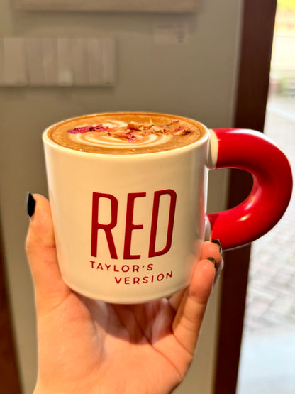 Vintage Crimson Ceramic Mug | 12oz Retro Music-Inspired Coffee Cup