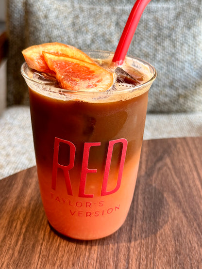 Vintage Crimson Glass Cup | 16oz Retro Aesthetic Tumbler with Red Silicone Straw