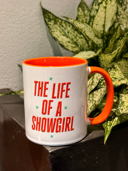 Glamorous Stage-Inspired Ceramic Coffee Mug｜12oz Bold Orange & Aqua Star Aesthetic
