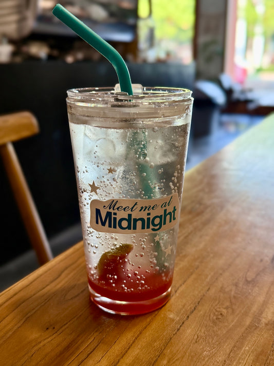 Retro Starry Glass Tumbler with Lid | 17.6oz Celestial Night Cup with Blue Silicone Straw