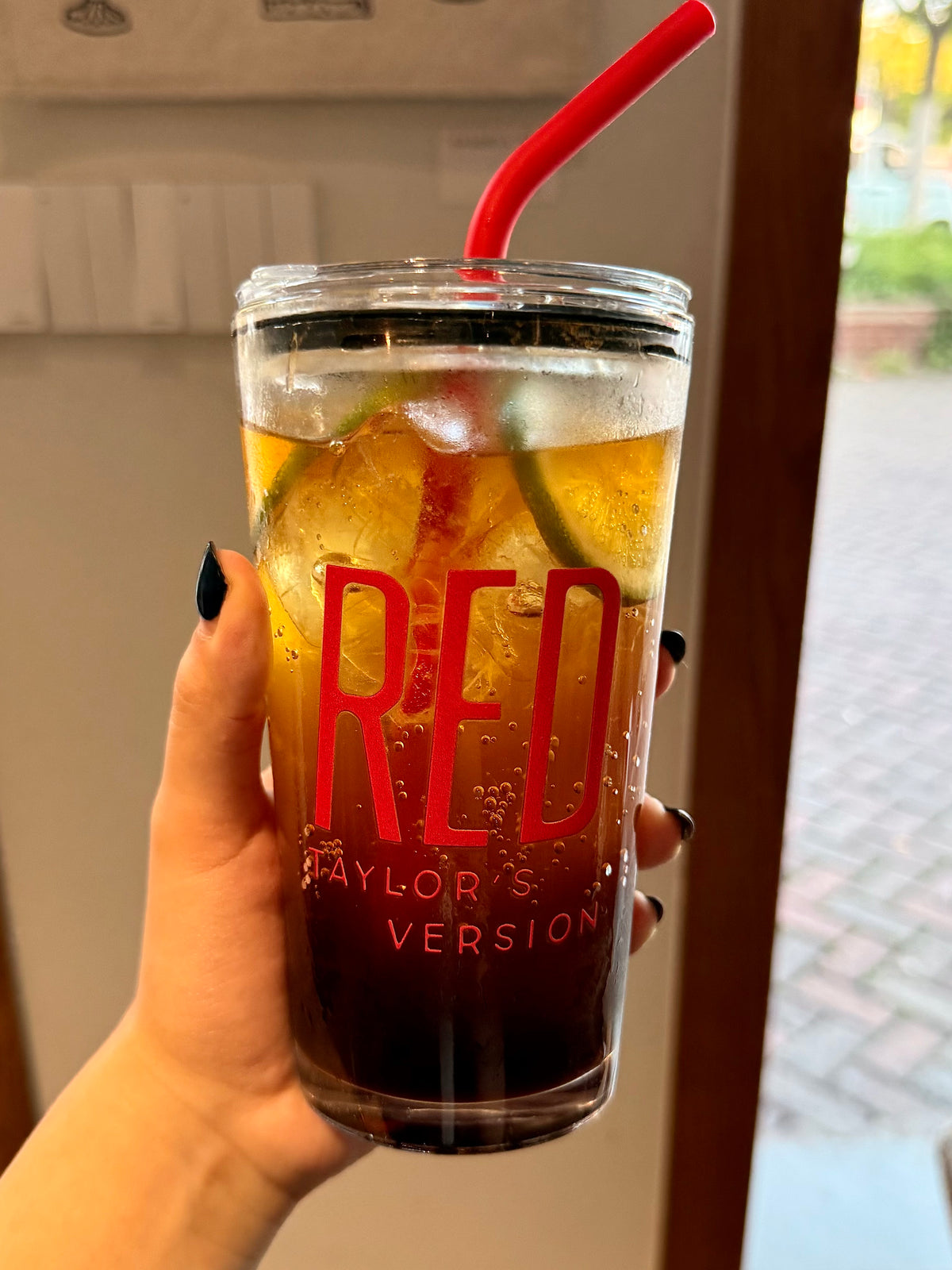 Vintage Crimson Glass Tumbler with Lid | 17.6oz Retro Aesthetic Cup with Red Silicone Straw