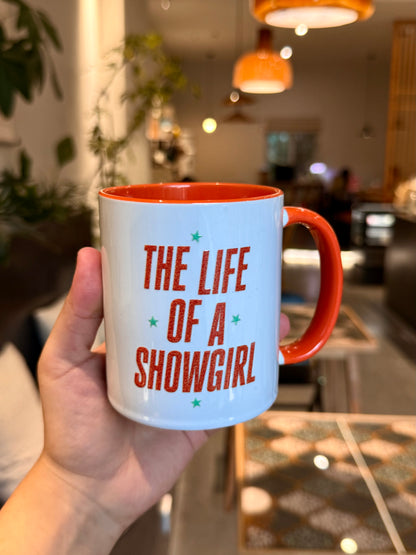 Glamorous Stage-Inspired Ceramic Coffee Mug｜12oz Bold Orange & Aqua Star Aesthetic