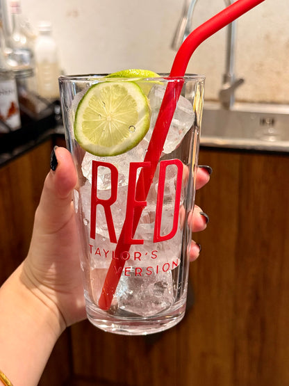 Vintage Crimson Glass Tumbler with Lid | 17.6oz Retro Aesthetic Cup with Red Silicone Straw